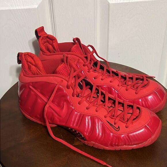 🔥🏀 NIKE Air Foamposite Pro Red October 2015 Triple Red 314996-008   Men Sz 12 - Picture 2 of 13